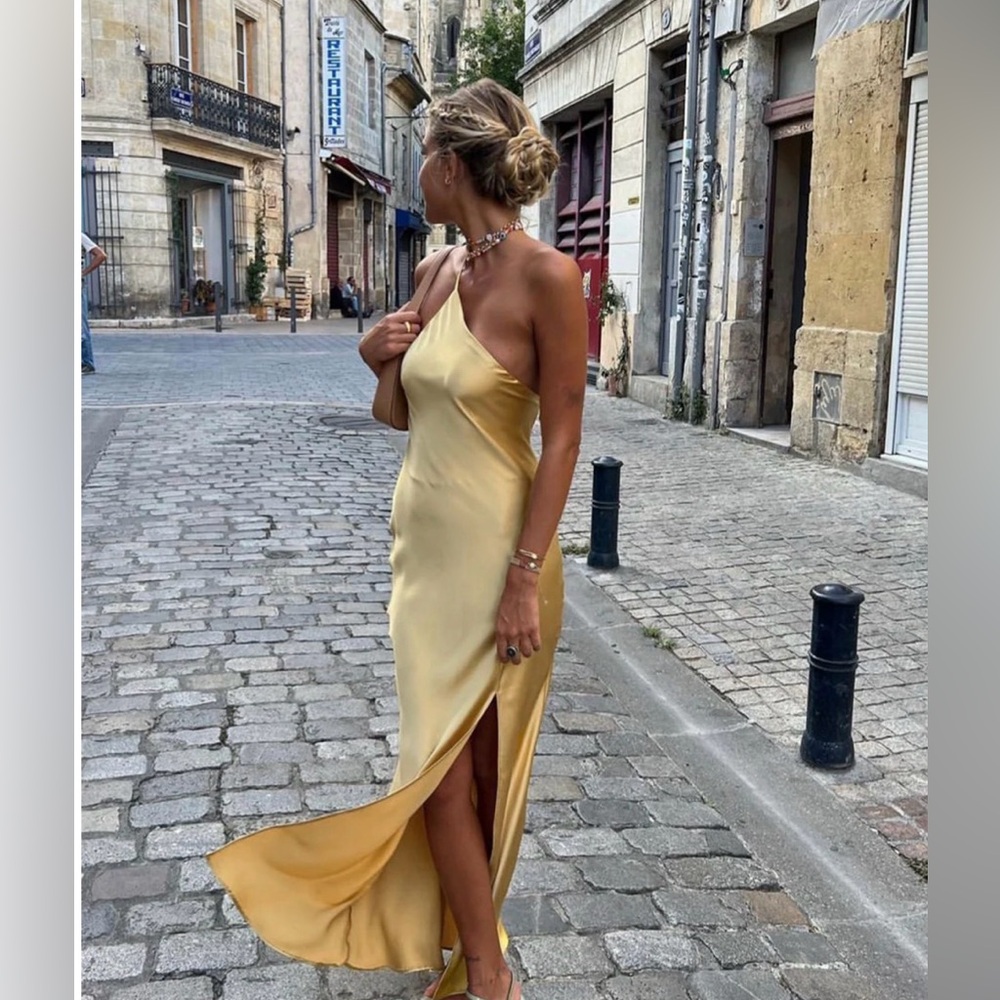Yellow Satin Slip Dress; worn once*